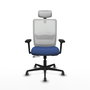 PIQUERAS Y CRESPO Silla de oficina Haches con Mecanismo Sincro/Traslack, Azul Marino y Blanco