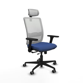 PIQUERAS Y CRESPO Silla de oficina Haches con Mecanismo Sincro/Traslack, Azul Marino y Blanco