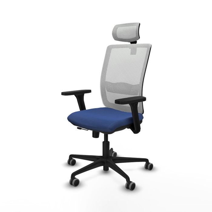 PIQUERAS Y CRESPO Silla de oficina Haches con Mecanismo Sincro/Traslack, Azul Marino y Blanco