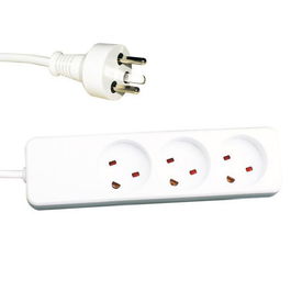 Garbot Regleta de 3 Tomas Plast Power Strip K-IT, Cable de 5 m Blanco, Tomas Rotadas 45 Grados