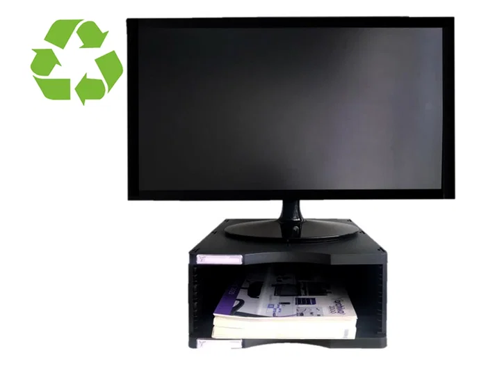 Archivo 2000 Soporte para Monitor Poliester 100% Reciclado Compartimento A4 y Folio Negro 360x300x145 mm Archivo 2000 Soporte para Monitor Poliester 100% Reciclado Compartimento A4 y Folio Negro 360x300x145 mm