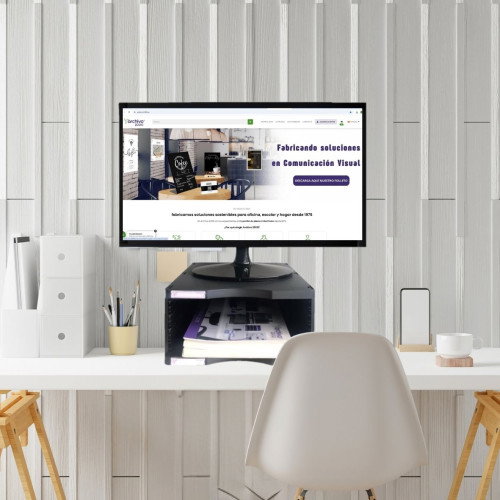 Archivo 2000 Soporte Ergosostenible para Monitor con Compartimento Jumbo Negro