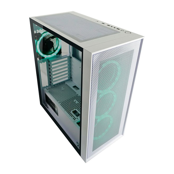 LC-Power Midi Tower Gaming 802W RGB Blanco ATX, micro ATX, Mini-ITX para PC Metal Plástico Vidrio templado