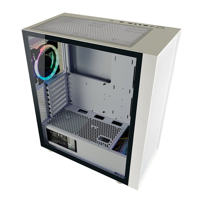 LC-Power Midi Tower Gaming 802W RGB Blanco ATX, micro ATX, Mini-ITX para PC Metal Plástico Vidrio templado