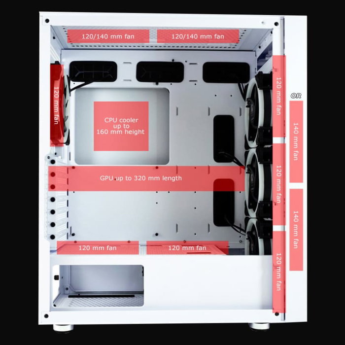 LC-Power LC-802W-ON Gaming 802W White_Wanderer_X Midi-Tower Case, Blanca, ARGB, USB-C, E-ATX