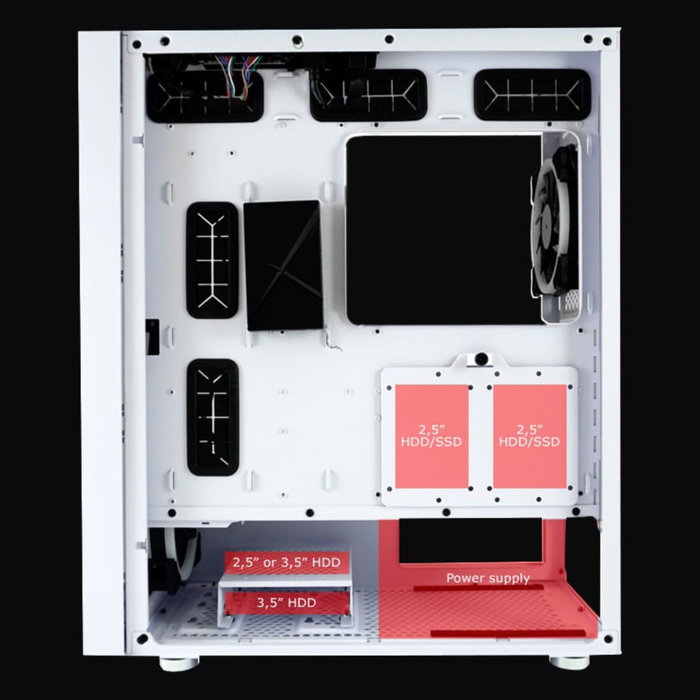 LC-Power LC-802W-ON Gaming 802W White_Wanderer_X Midi-Tower Case, Blanca, ARGB, USB-C, E-ATX