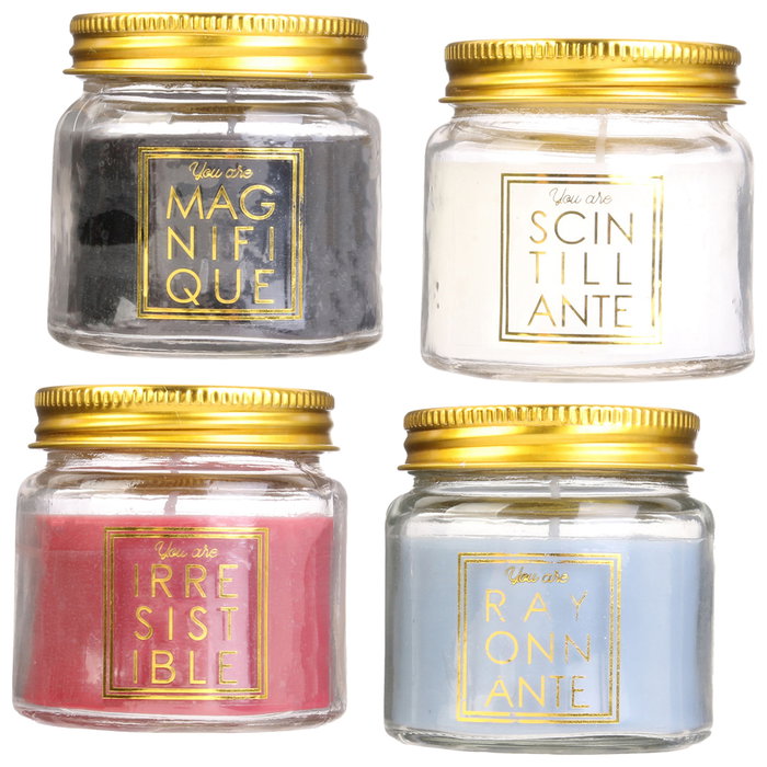 The Candle Factory Mini Tarro Con Vela Aroma Flor Algodón Tarro Cristal Con Tapa Negro Blanco Rojo Azul 13h 70g