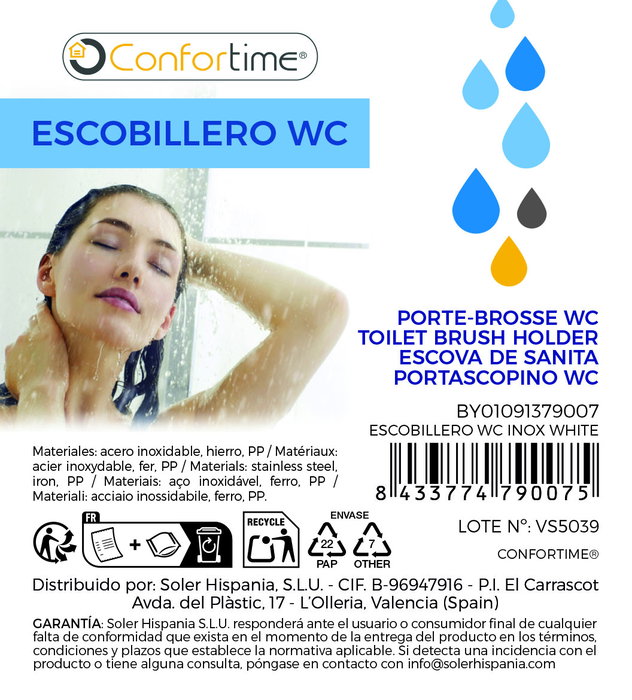 Confortime Escobillero WC Inox White
