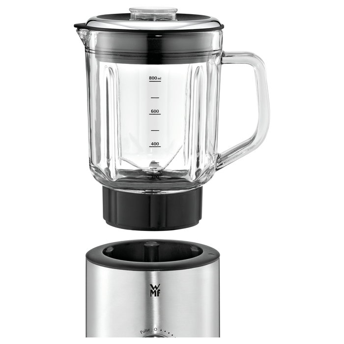 WMF 0416490011 Batidora de Vaso KÜCHENminis Coup, 0.8 L, 400W, Negro, Acero Inoxidable, Transparente
