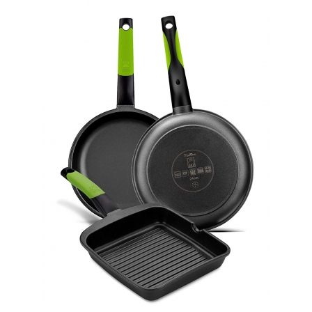 Bra Grill 28 cm sin rayas Prior Verde Aluminio Fundido A121459