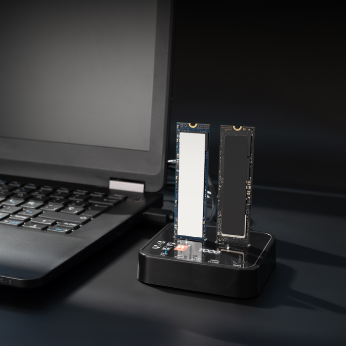Tooq Docking Station Dual SSD M.2 NVMe/SATA USB-C 3.2 Gen2 TQDS-201B Negro