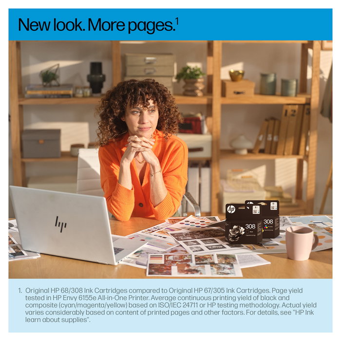 HP Cartuchos de Tinta Original 308 Negra/Tricolor Combo Paquete de 2
