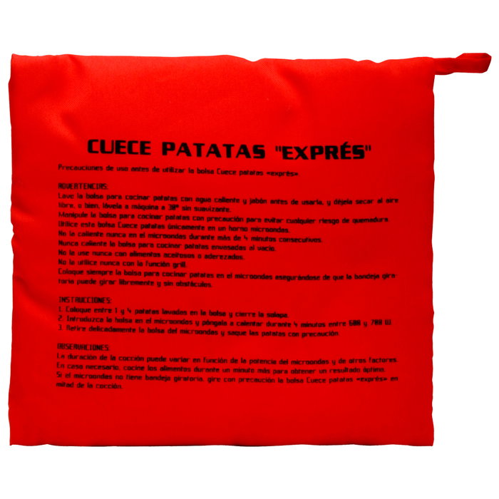 Cook Concept Cuece Patatas Microondas - Cocina Patatas en 4 Minutos, Formato Cuadrado, Apta para Castañas, Lavable y Reutilizable, Poliéster/Algodón, 23x20 cm