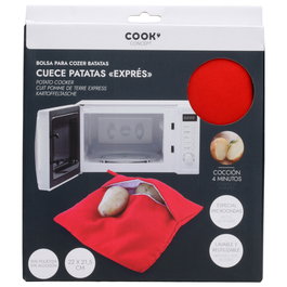 Cook Concept Cuece Patatas Microondas - Cocina Patatas en 4 Minutos, Formato Cuadrado, Apta para Castañas, Lavable y Reutilizable, Poliéster/Algodón, 23x20 cm