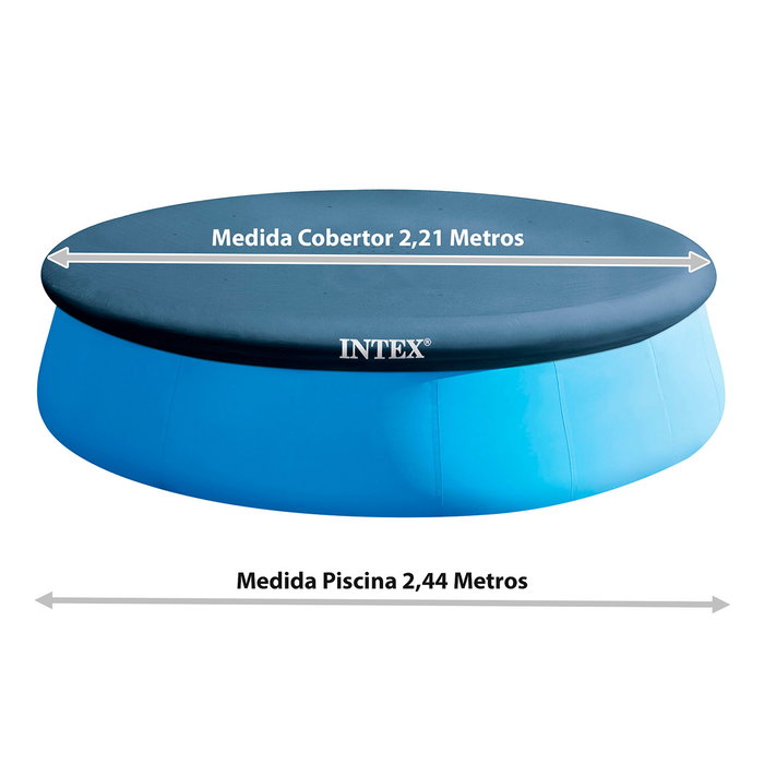 Intex 28020 Cobertor de Piscina Easy Set para Piscinas Hinchables de 244 cm | Cubierta de Vinilo para Proteger el Agua y Drenar Lluvias