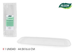 Algon - Bandeja de Presentación Rectangular Transparente, para Charcutería o Aperitivos, 44.5 cm de Largo x 16.6 cm de Ancho (24 Unidades)