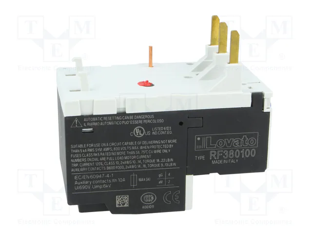 LOVATO ELECTRIC Relé térmico RF38 0,63÷1A con agarres de tornillo