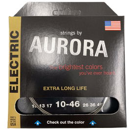 Aurora Strings Cuerdas para Guitarra Eléctrica 10-46 NPS Clearcoat con Recubrimiento Anticorrosivo y Tono Brillante, 100% Made in USA