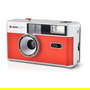 AgfaPhoto Cámara Analógica Compacta 603001, 35 mm Reutilizable, Color Rojo/Plata, Flash Integrado, Lente 32 mm
