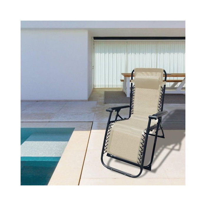 Marbueno Pack de 2 Tumbonas Plegables de Gravedad Cero con Cojín, Beige Marbueno Pack de 2 Tumbonas Plegables de Gravedad Cero con Cojín, Beige