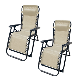 Marbueno Pack de 2 Tumbona Plegable Acero Con Cojin Jardin y Piscina 90X66X108 cm Gravedad Cero Beige MARBUENO SUMMER 10005X2