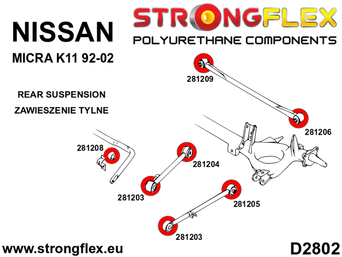 StrongFlex 281206B Trasero Panhard Rod Silentblock - Body Soporte StrongFlex 281206B Trasero Panhard Rod Silentblock - Body Soporte