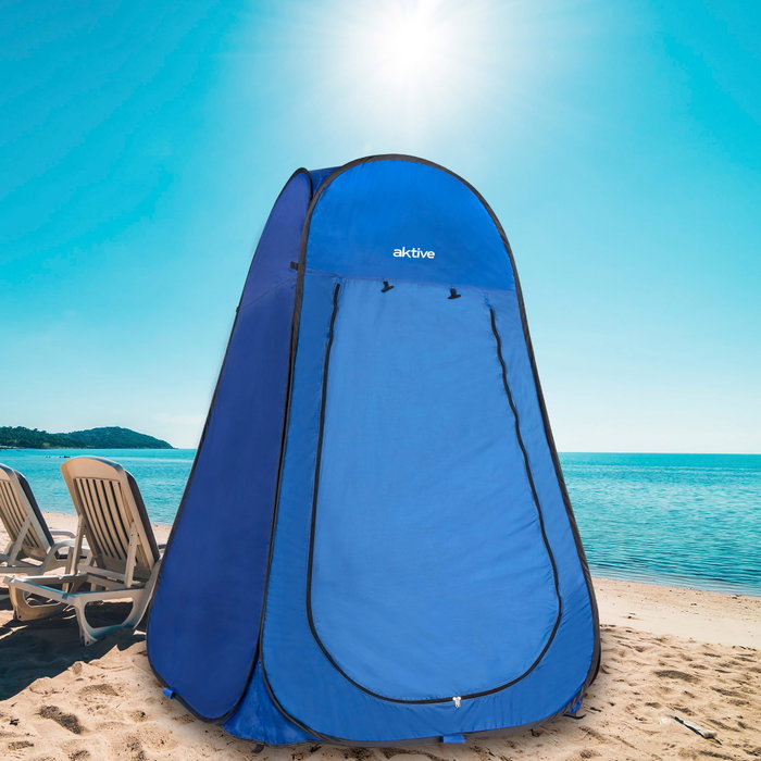 Aktive Tienda ducha cambiador para camping sin suelo 120x120x190 cm azul