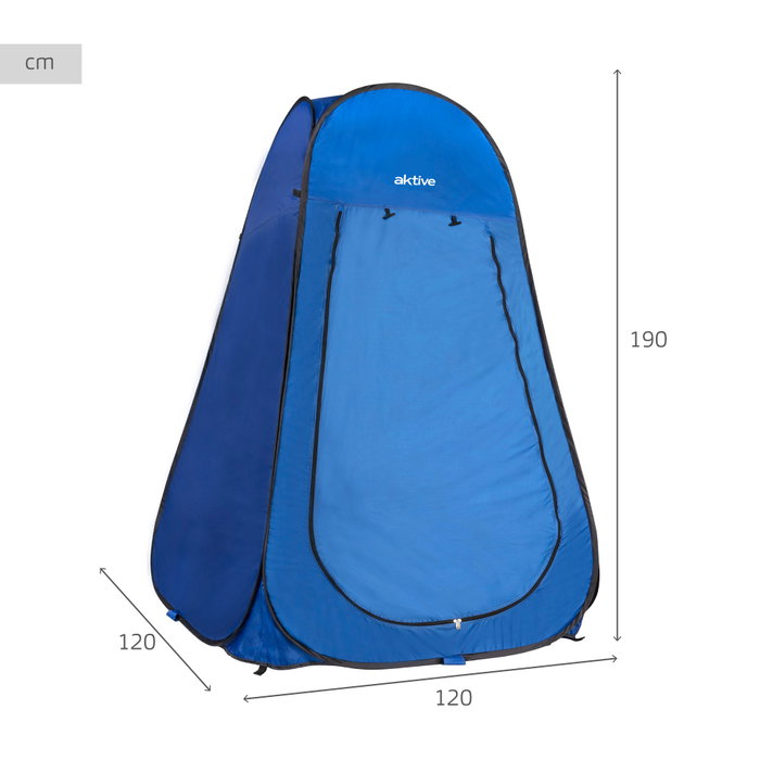 Aktive Tienda ducha cambiador para camping sin suelo 120x120x190 cm azul
