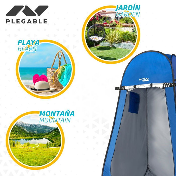 Aktive Tienda ducha cambiador para camping sin suelo 120x120x190 cm azul