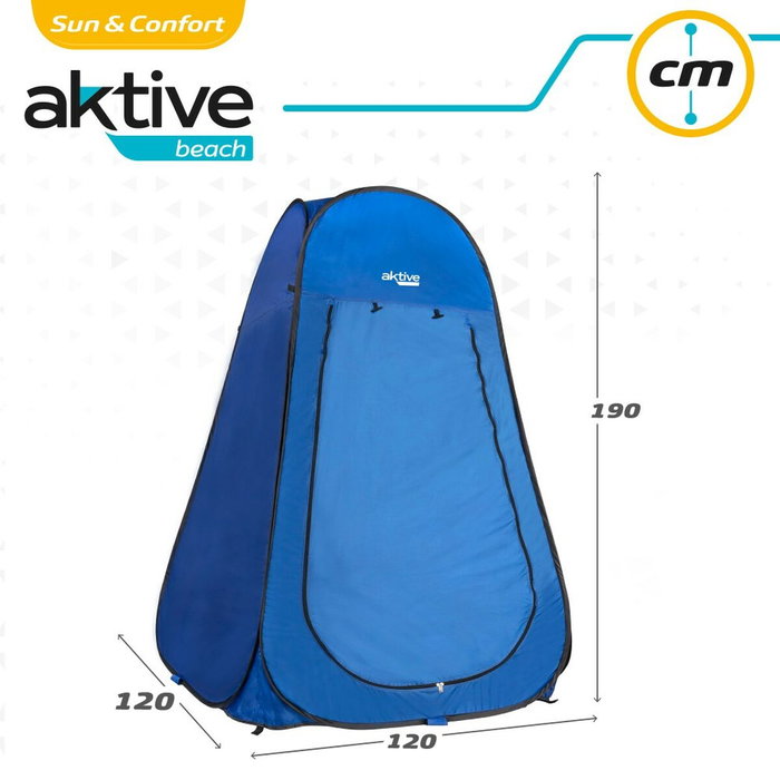 Aktive Tienda ducha cambiador para camping sin suelo 120x120x190 cm azul