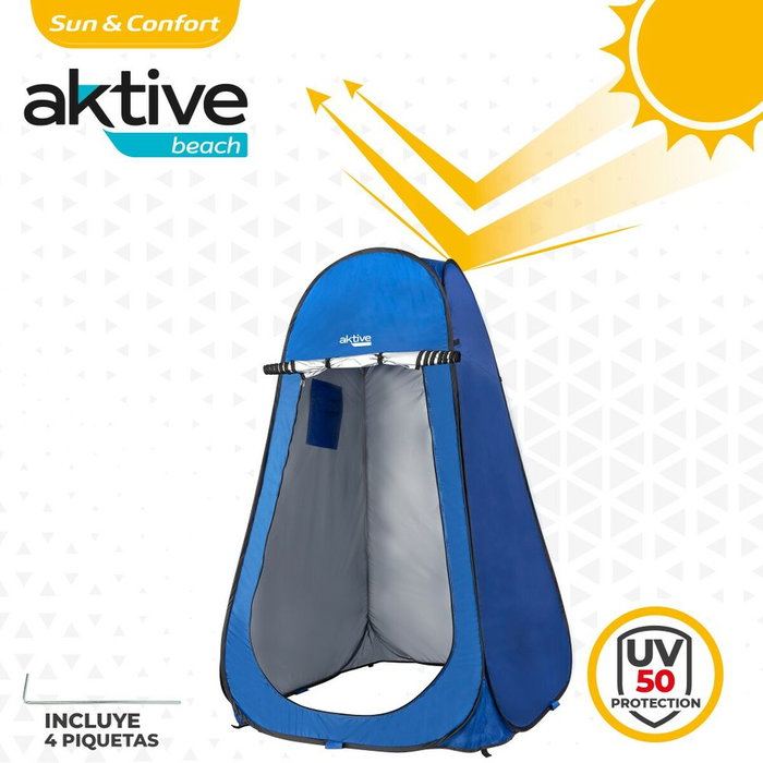 Aktive Tienda ducha cambiador para camping sin suelo 120x120x190 cm azul