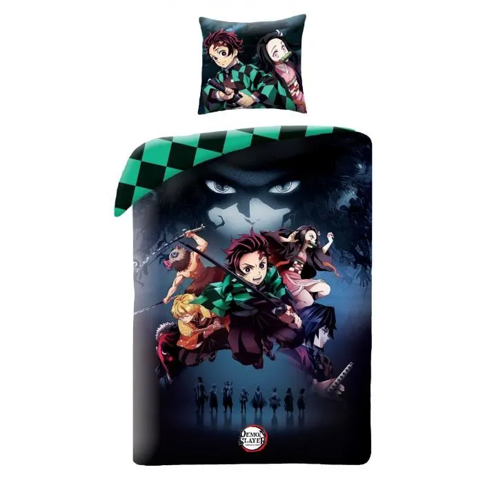 Demon Slayer Juego de Cama Reversible Microfibra Kimetsu 1 Funda Nórdica 140x200 cm + 1 Funda Almohada 63x63 cm AAARQ16149