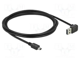 DeLOCK Cable USB 2.0 de 2 m con conector angulado EASY-USB (USB-A a Mini-B) en negro