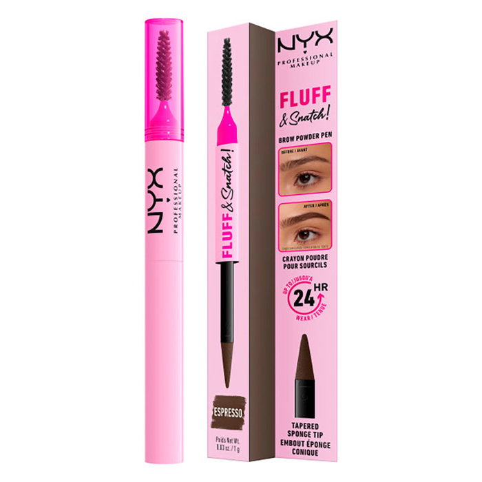 NYX Professional Makeup Lápiz de cejas crema en polvo, doble función Fluff & Snatch #07 Espresso - Acabado mate y difuminado, vegano, 1 g