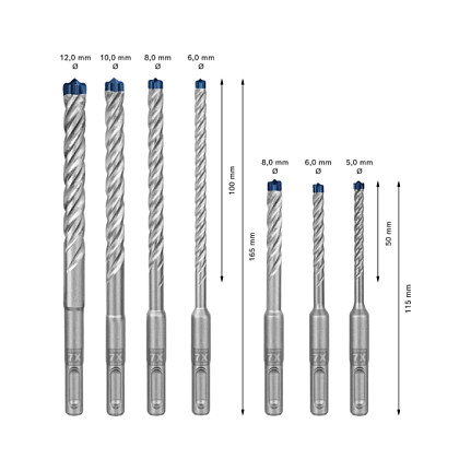 Bosch EXPERT SDS plus-7X Juego de 7 Brocas para Martillo Perforador
