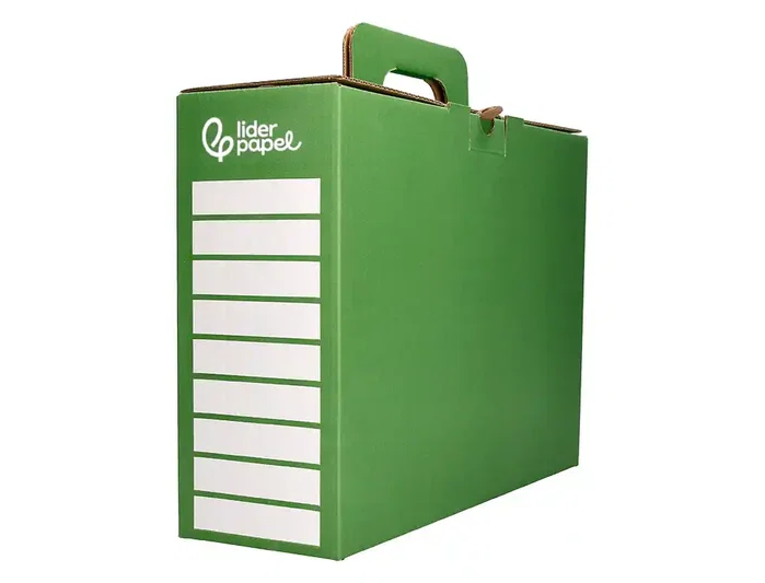 Liderpapel Caja archivador de cartón reforzado con asa Verde