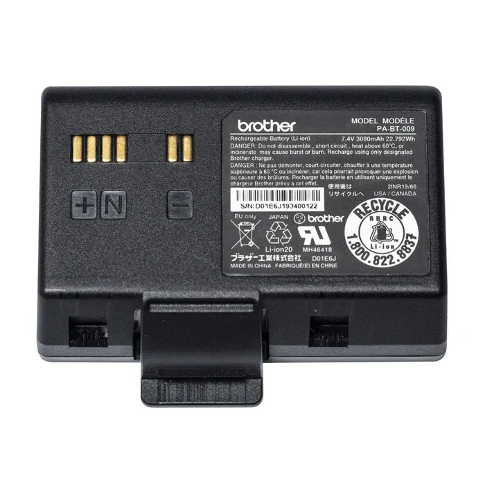 Brother PABT009 Batería de Ión-Litio 7.4V 3080mAh para Impresora de Etiquetas Portátil RJ-3035B RJ-3055WB - 1 pieza(s)