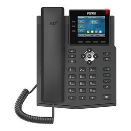 Fanvil X3U Teléfono IP para escritorio o pared 6 líneas negro con pantalla LCD 2.8 pulgadas, 2 puertos LAN Gigabit y PoE