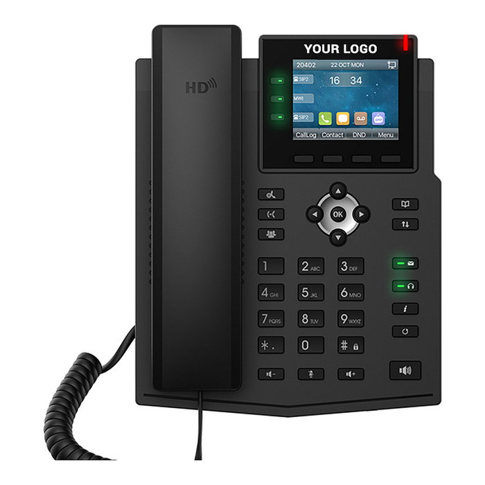 Fanvil X3U Teléfono IP para escritorio o pared 6 líneas negro con pantalla LCD 2.8 pulgadas, 2 puertos LAN Gigabit y PoE