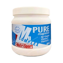 NUTRISPORT Pure Magnesio en Polvo 400Gr con Citrato y Gluconato de Magnesio, Vitamina B6 y C - Suplemento para Energía y Prevención de Calambres Musculares