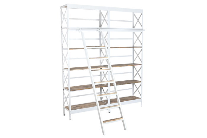 DKD Home Decor Estanteria Loft Blanco Natural Metal Mango 180 x 35 x 220 cm