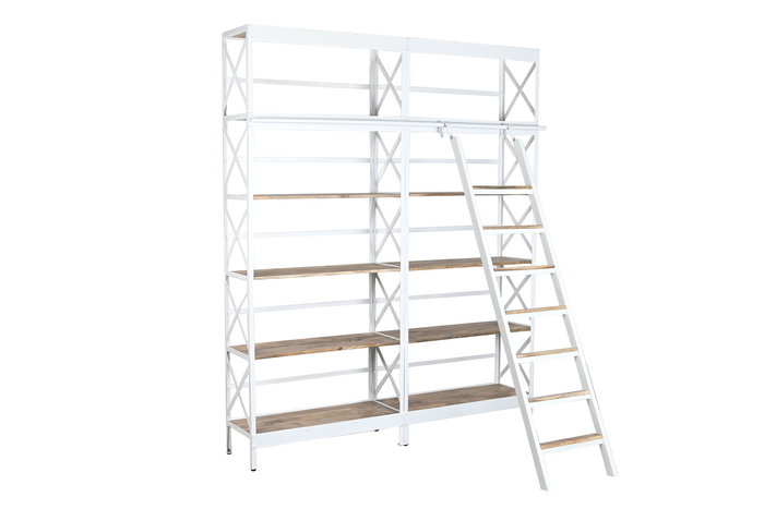 DKD Home Decor Estanteria Loft Blanco Natural Metal Mango 180 x 35 x 220 cm