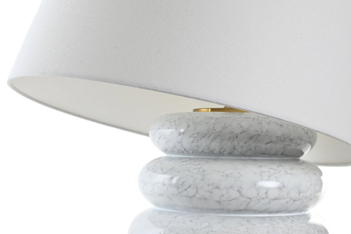 DKD Home Decor Lámpara de Sobremesa de Cerámica y Algodón Blanco y Dorado