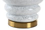 DKD Home Decor Lámpara de Sobremesa de Cerámica y Algodón Blanco y Dorado