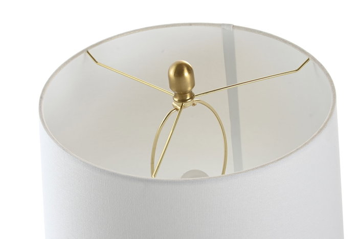 DKD Home Decor Lámpara de Sobremesa de Cerámica y Algodón Blanco y Dorado