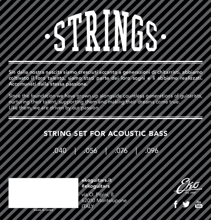EKO Juego Bajo Acústico Bronze 80/20 Medium 40-96 Cuerdas para Guitarra