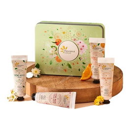 FLEURANCE NATURE Cofre Verde Cuarteto De Cremas De Manos 4 Uds Jazmín Flor de Cerezo Mandarina Miel