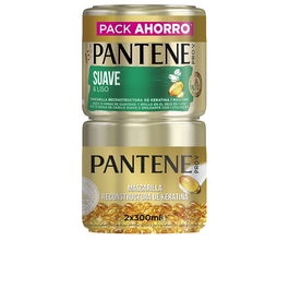 Pantene Mascarilla Suave y Liso Cabello Seco Rizado con Keratina 2 x 300 ml