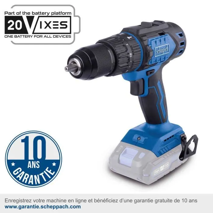 Scheppach Taladro-destornillador de percusión sin escobillas IXES 20V, Par 60 Nm, Portabrocas 13mm - Sin Batería ni Cargador SCH4046664218043