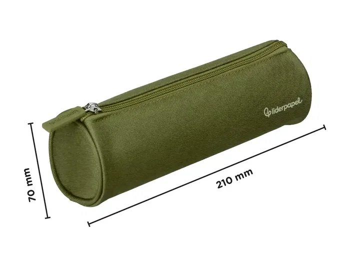 Liderpapel Estuche Portatodo Classic Cilindrico Ancho Verde Militar 210x70mm